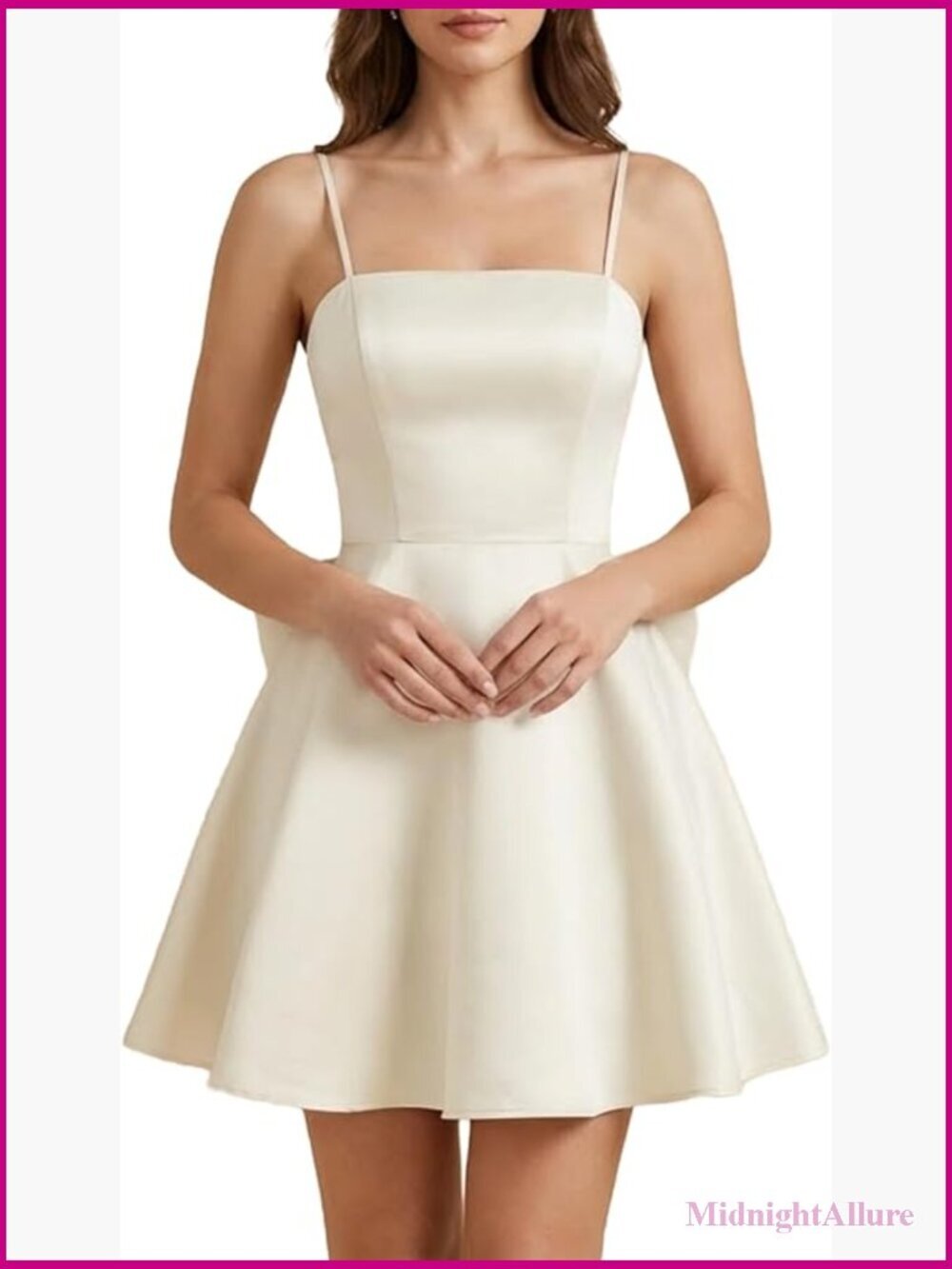 Satin Bow Homecoming Dress Spaghetti Strap Summer Mini Dress Sleeveless